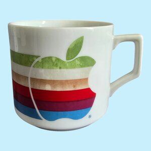Vintage 1980s Apple Computer Coffee Mug Natural Hues Rainbow Logo Mac Macintosh